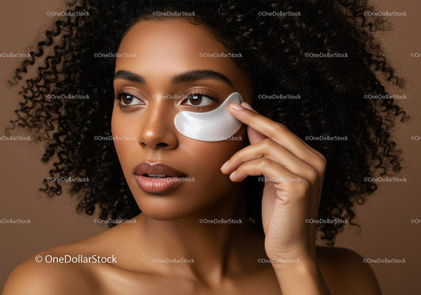 Beautiful woman applying eye mask for skincare and relaxation