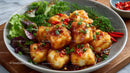 Battered Fish Fillets with Spicy Chili and Fresh Herb Salad