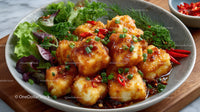 Battered Fish Fillets with Spicy Chili and Fresh Herb Salad