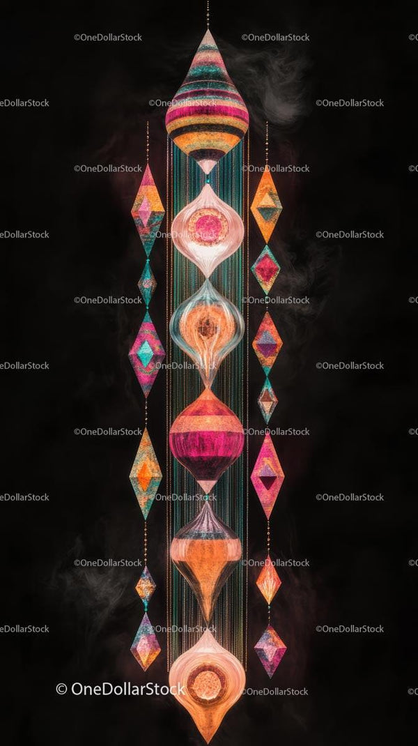 Colorful Geometric Lanterns and Decorations Night Festival Scene