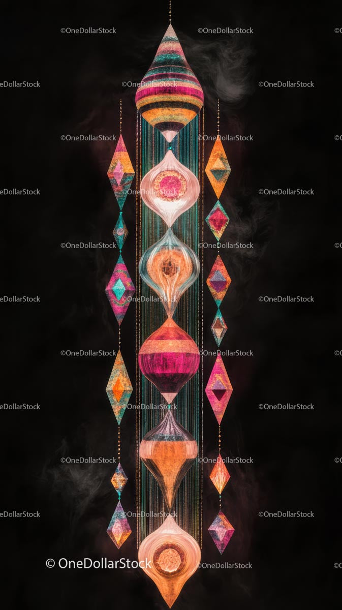 Colorful Geometric Lanterns and Decorations Night Festival Scene