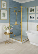 Modern bathroom with glass shower and elegant decor