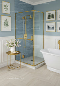 Modern bathroom with glass shower and elegant decor