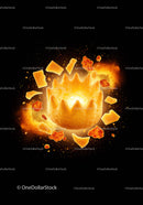 Exploding golden crown cracker with vibrant crumbs