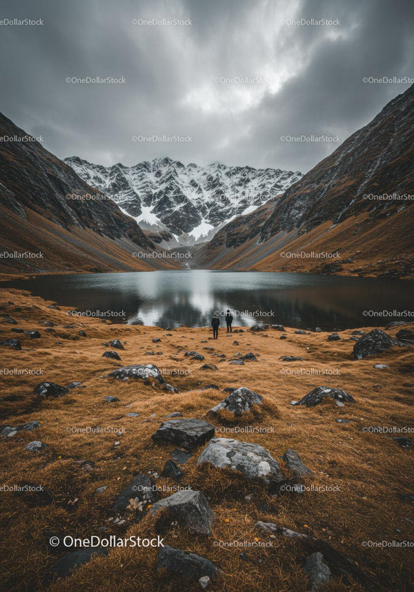 Majestic Mountain Range Reflected in Calm Alpine Lake