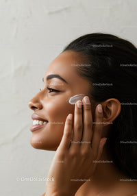 Beautiful Woman Applying Moisturizer for Glowing Skin