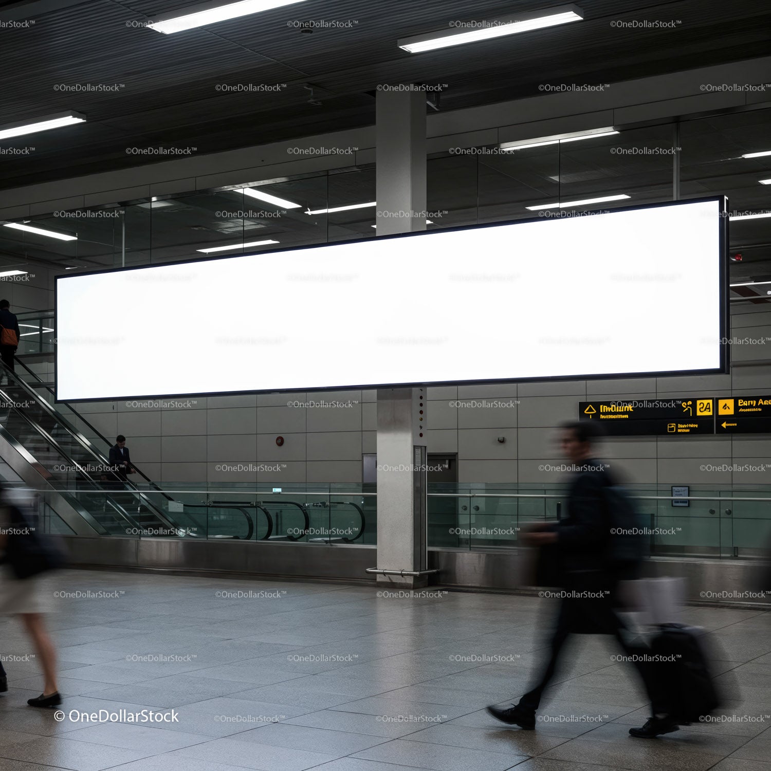 Blank Large Digital Billboard in Modern Airport Terminal