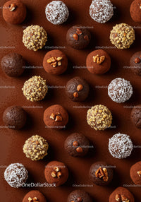 Assorted Chocolate Truffles with Nuts and Coconut Toppings