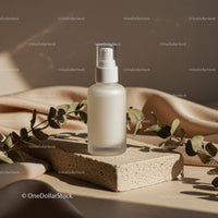 Elegant Glass Cosmetic Bottle with Eucalyptus Leaves