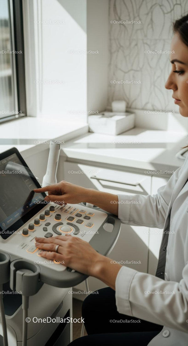 Healthcare Professional Using Advanced Ultrasound Machine in Modern Hospital