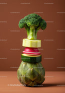 Stacked Fresh Vegetables with Broccoli and Artichoke