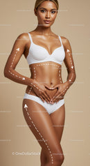 Elegant Woman in White Lingerie Highlighting Fitness and Confidence