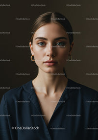 Elegant Young Woman Portrait with Blue Eyes and Earrings