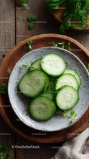 Fresh Cucumber Slices in a Bowl for Healthy Refreshing Snack
