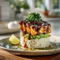 Grilled Chicken with Cilantro and Lime Served on Rice