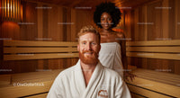 Relaxing Sauna Scene with Wooden Interior and Comfortable Atmosphere