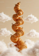 Tiny figures climbing a towering croissant spiral