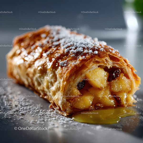 Delicious Apple Strudel with Golden Flaky Pastry and Fruity Filling