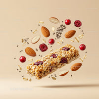 Granola Bar with Almonds and Cranberries on Neutral Background