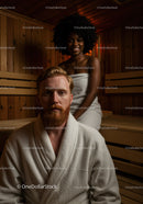 Relaxing Spa Scene with Sauna and Wooden Interior