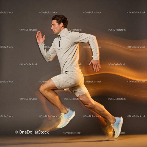 Athlete sprinting fast with motion blur effect