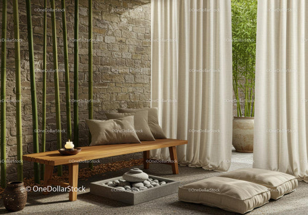 Minimalist Zen corner with bamboo and natural textures
