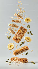 Healthy oat granola bars with banana and seeds
