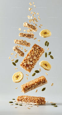 Healthy oat granola bars with banana and seeds