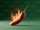 Red Chili Pepper with Flames and Fire Effect in a Dramatic Scene