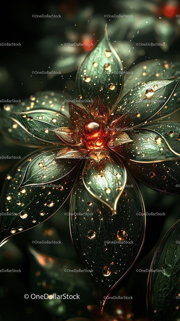 Elegant Metallic Christmas Decoration with Water Droplets