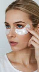 Young Woman Applying Eye Patches for Skin Rejuvenation