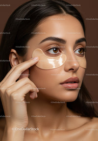 Close-up of Woman Applying Hydrogel Eye Patches for Skin Rejuvenation