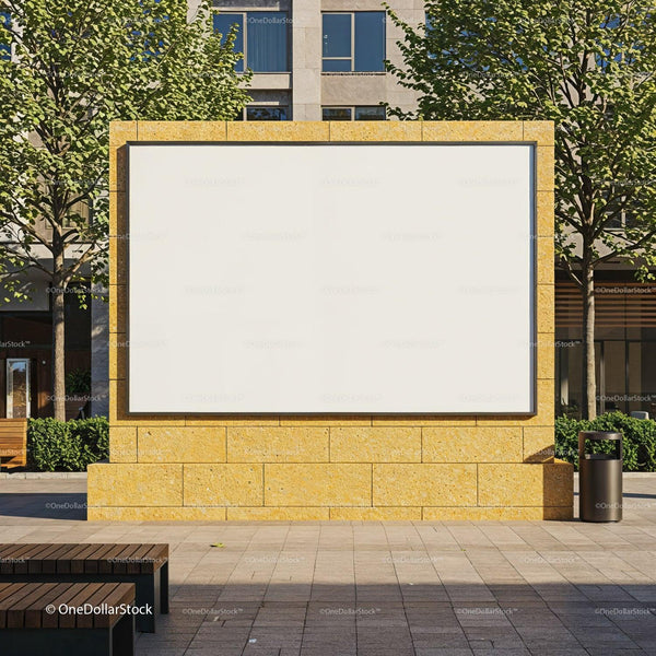 Empty outdoor billboard in urban park setting JPG Mockup Image
