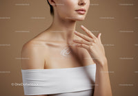 Elegant Woman with Flawless Skin in Minimalist Portrait