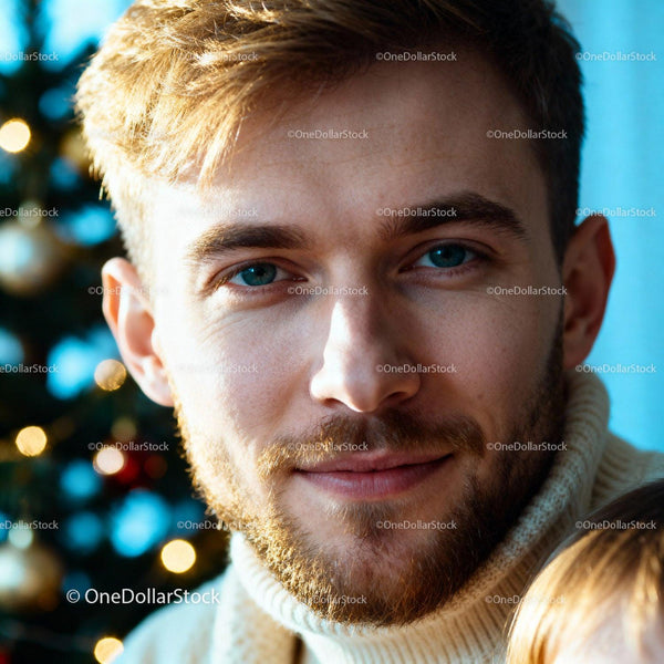 Close up of smiling man in cozy winter sweater