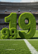 Green Grass Numbers Marking Percentage on Football Field