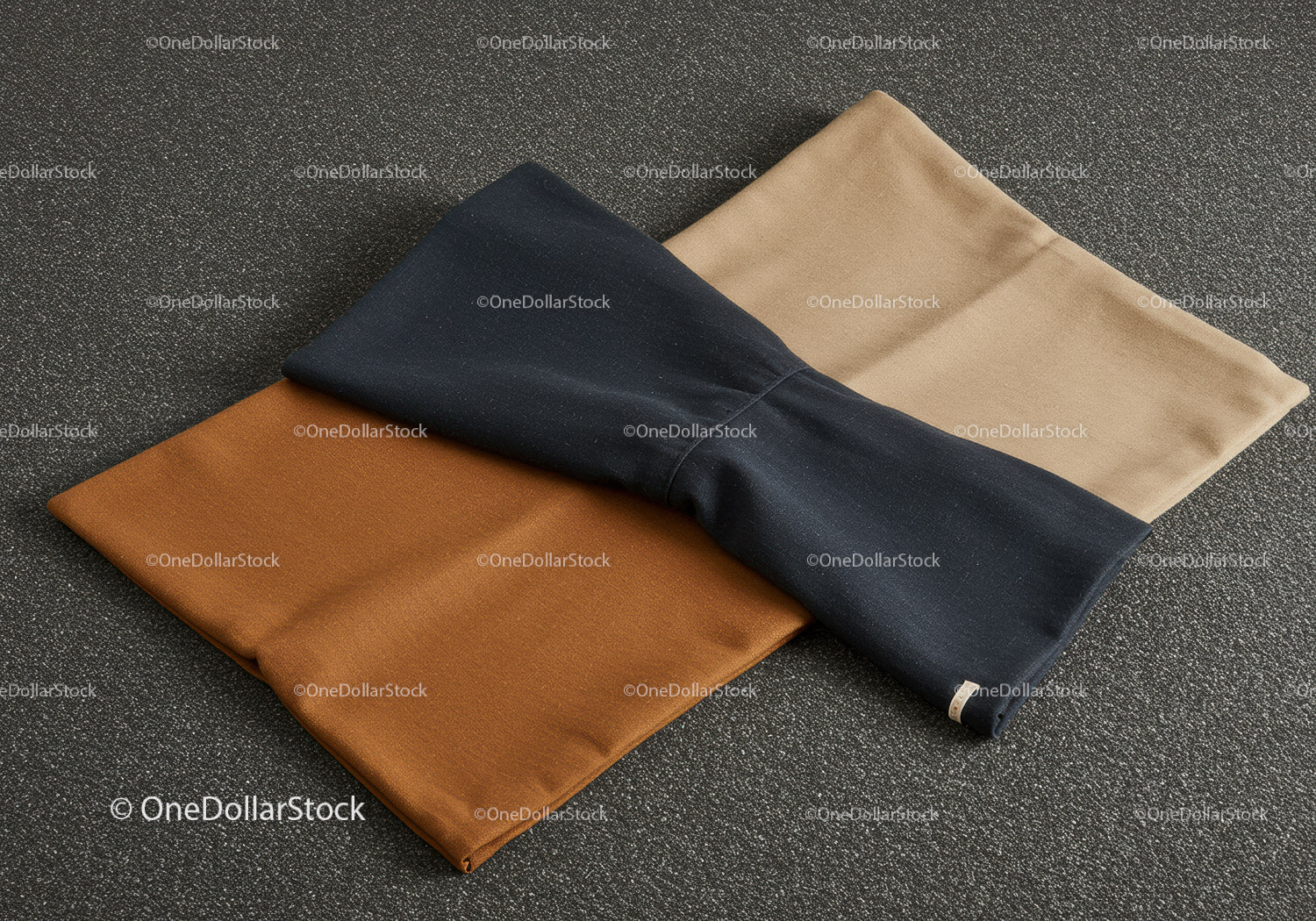 Folded Fabric in Warm Beige Gray and Rich Blue with Textile Texture