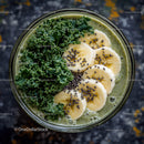 Kale and Banana Green Smoothie with Chia Seeds in Glass
