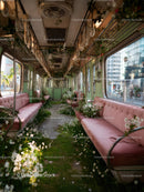 Abandoned Train Car Filled with Overgrown Flowers and Greenery