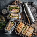 Fresh Ham and Lettuce Sandwiches with Toasted Bread and Herbs