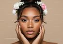 Elegant Woman with Freckles and Floral Crown for Beauty and Skincare