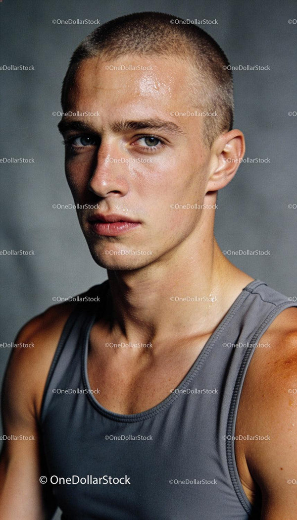 Focused Young Athlete After Intense Workout Session