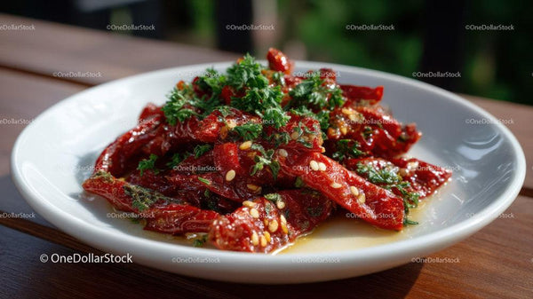Delicious Sun-Dried Tomatoes with Fresh Herbs Garnish