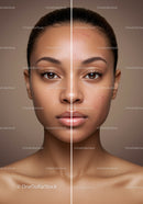 Stunning Dual Portrait of Woman Showing Skin Transformation and Clarity