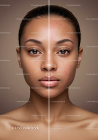 Stunning Dual Portrait of Woman Showing Skin Transformation and Clarity