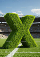 Green Grass Letter X Standing on Football Field