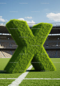 Green Grass Letter X Standing on Football Field