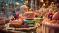 Colorful Macarons and Dessert Plate on Elegant Table