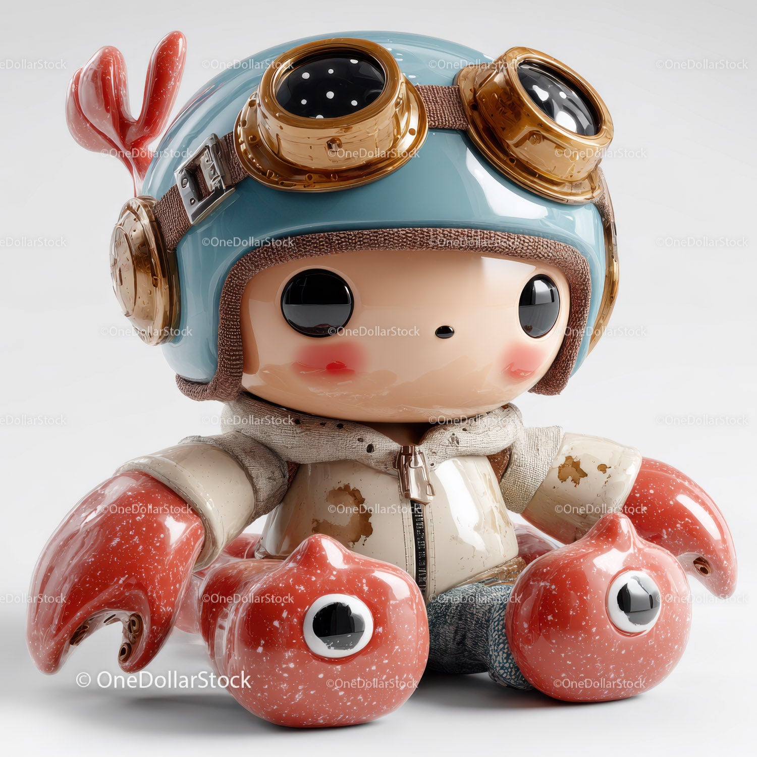 Futuristic Toy Robot with Large Eyes and Bunny Ears for Kids