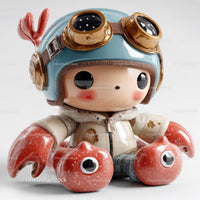 Futuristic Toy Robot with Large Eyes and Bunny Ears for Kids
